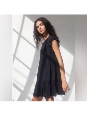 Wilfred Black Ruffle Sleeve Mini Dress